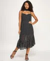 Seni & Cade Juniors' Polka Dot Sweetheart Neck Midi Dress With Scarf In Black