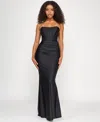 Seni & Cade Juniors' Power Stretch Strapless Gown In Black
