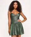 Seni & Cade Juniors' Rhinestone-strap Fit & Flare Dress In Green