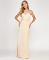 Seni & Cade Juniors' Satin Chain-trim Long Dress