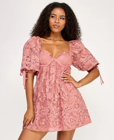 Seni & Cade Juniors' Short-sleeve Lace Dress