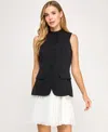 Seni & Cade Juniors' Sleeveless Chiffon Vest Dress In Blue