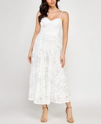 Seni & Cade Juniors' Sleeveless Lace Fit & Flare Midi Dress