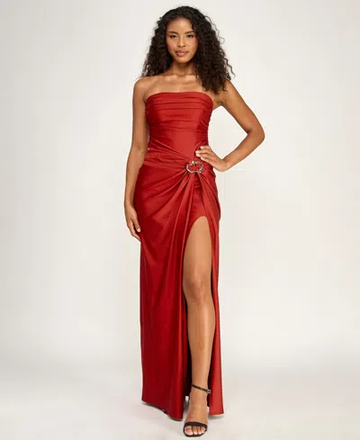Seni & Cade Juniors' Sleeveless Strapless Dress In Brown