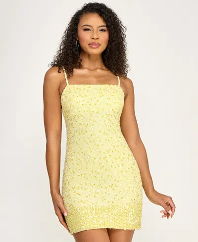 Seni & Cade Juniors' Strappy A-line Dress In Yellow