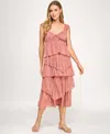 Seni & Cade Juniors' Sweetheart Lace Midi Dress In Pink