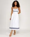 Seni & Cade Juniors' Sweetheart Neck Midi Dress In White