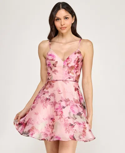 Seni & Cade Juniors' V-neck Dress In Pink