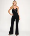 Seni & Cade Juniors Velvet Tuxedo Jumpsuit In Black