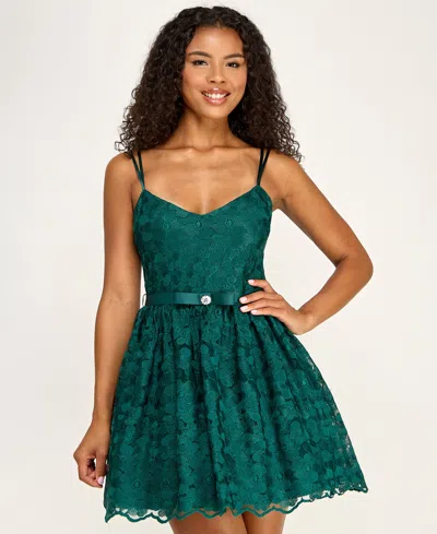 Seni & Cade Juniors' V-neck Dress In Green