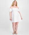 Seni & Cade Plus Size Off-the-shoulder Jacquard Fit & Flare Dress In White