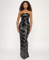 Seni & Cade Women's Bow Sequin Strapless Long Dress In Black