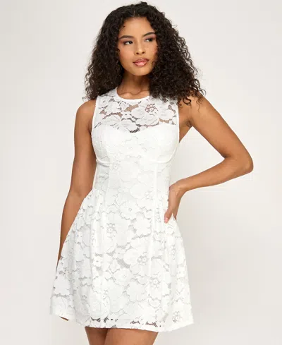 Seni & Cade Women's Crewneck Shirred Mini Dress In White