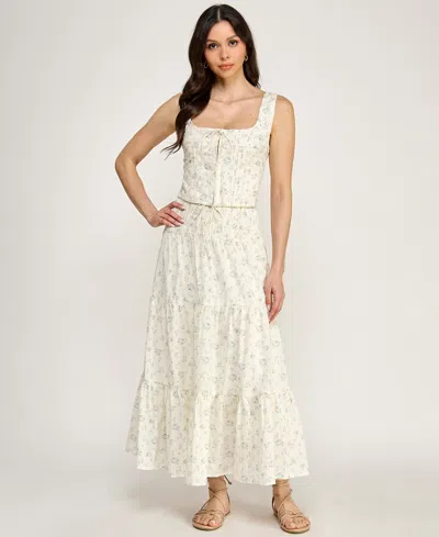 Seni & Cade Women's Floral Sleeveless Top And Midi Skirt, 2-piece Set In White