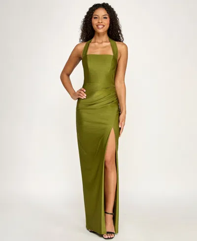 Seni & Cade Women's Halter Tie Back Long Dress In Green