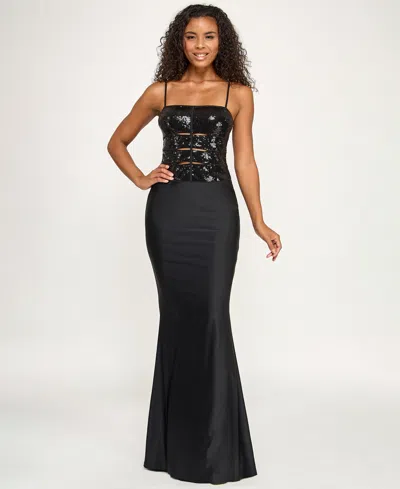 Seni & Cade Women's Peekaboo Slits Long Dress In Black