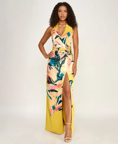 Seni & Cade Women's Plunge V-neck Printed Gown In Multi