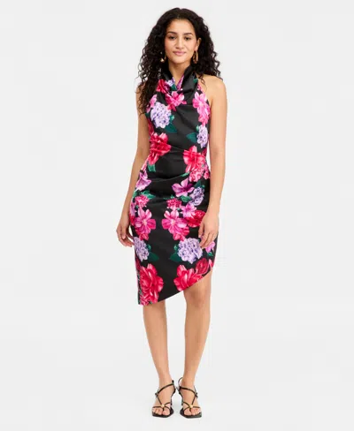 Seni & Cade Women's Printed Halter Asymmetric Sheath Dress In Multi