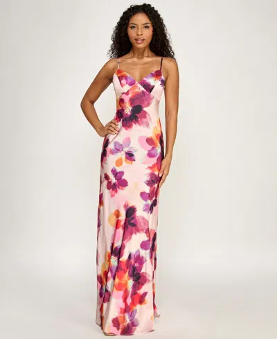 Seni & Cade Women's Printed Halter V-neck Dress In Pink