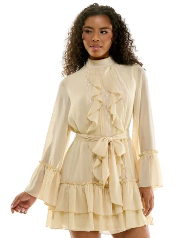 Seni & Cade Women's Ruffled Lace Tiered Mini Dress In Neutral