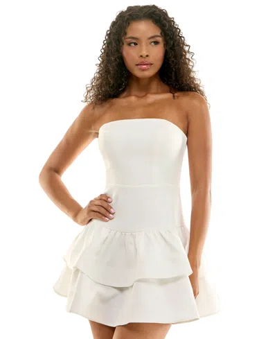 Seni & Cade Women's Strapless Drop-waist Tiered Mini Dress In White
