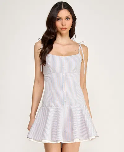 Seni & Cade Women's Stripe Square Neck Mini Dress In Blue