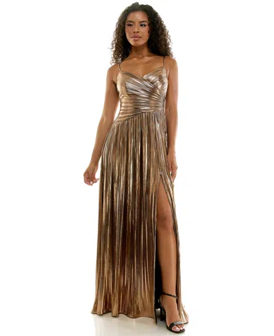 Seni & Cade Women's Sweetheart Metallic Ruched Gown In Gold