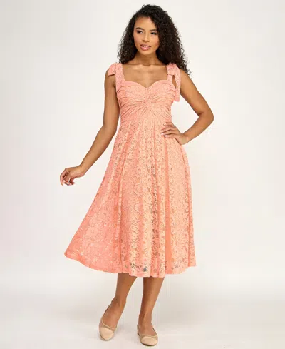 Seni & Cade Women's Twist Front Tie Shoulder Midi Dress In Pink