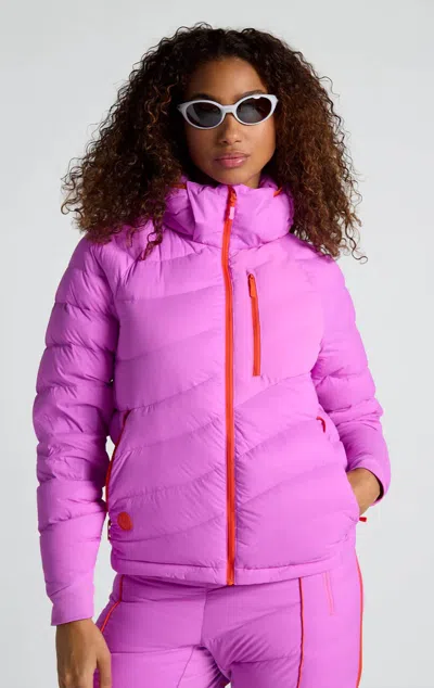 Seniq Wild Puff Packable Down Hoodie Jacket In Starburst In Pink