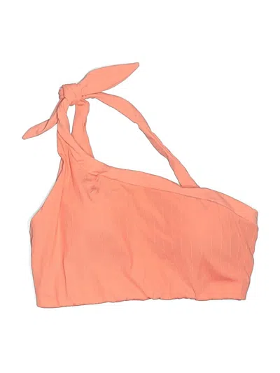Pre-owned Senita Athletics Swimsuit Top Orange Solid Pattern Swimwear