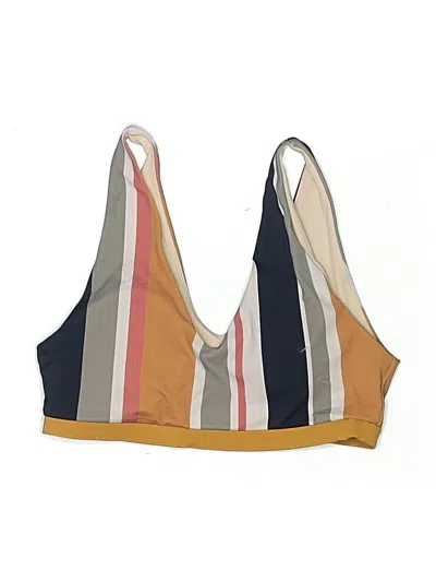 Pre-owned Senita Athletics Swimsuit Top Tan Stripes Pattern Swimwear