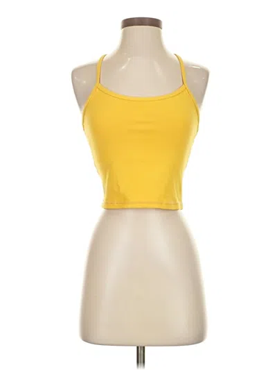 Pre-owned Senita Athletics Tank Top Yellow Halter Neckline Tops