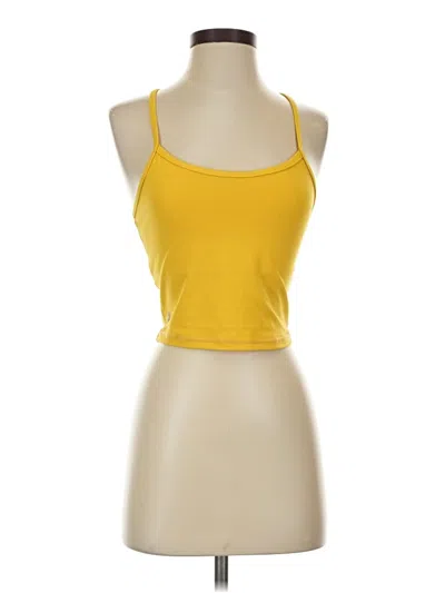 Pre-owned Senita Athletics Tank Top Yellow Halter Neckline Tops