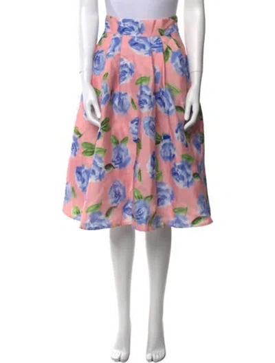 Pre-owned Senlis Printed Midi Length Skirt In Pink