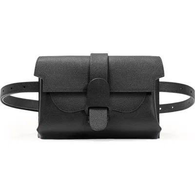 Senreve Aria Belt Bag Pebbled Leather 5-way Convertible Handbag In Noir