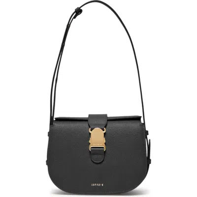 Senreve Cadence Crossbody Pebbled Leather Handbag In Noir