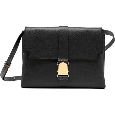 Senreve Cadence Shoulder Pebbled Leather Handbag In Noir