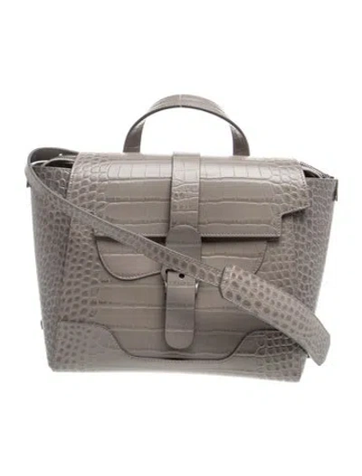 Pre-owned Senreve Embossed Leather Backpack In Grey