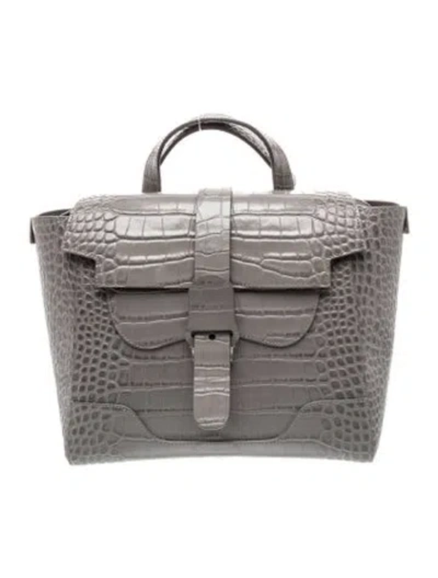 Pre-owned Senreve Embossed Leather Backpack In Grey