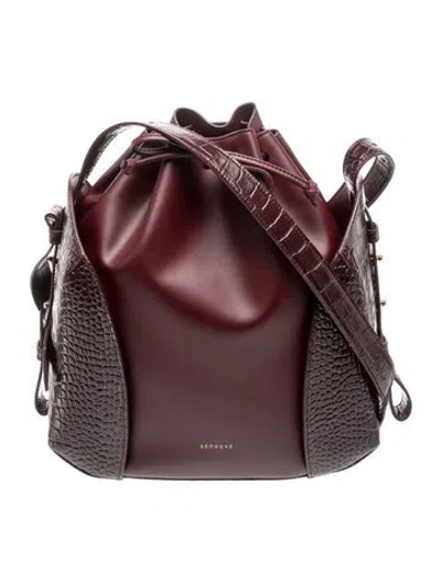 Pre-owned Senreve Embossed Leather Bucket Bag In Burgundy