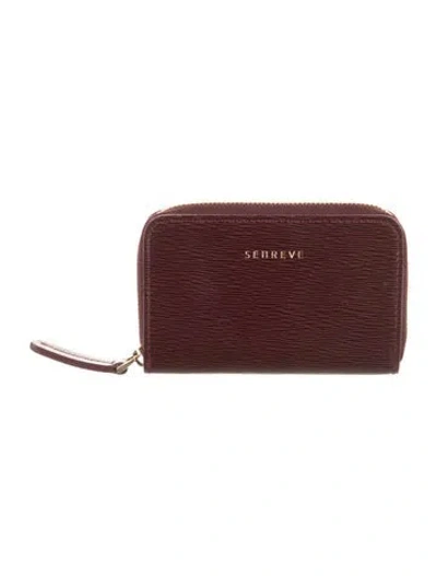 Pre-owned Senreve Embossed Leather Coin Pouch In Burgundy