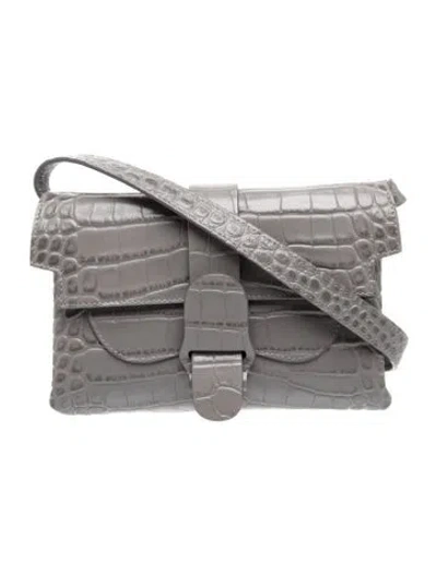 Pre-owned Senreve Embossed Leather Crossbody Bag In Gray