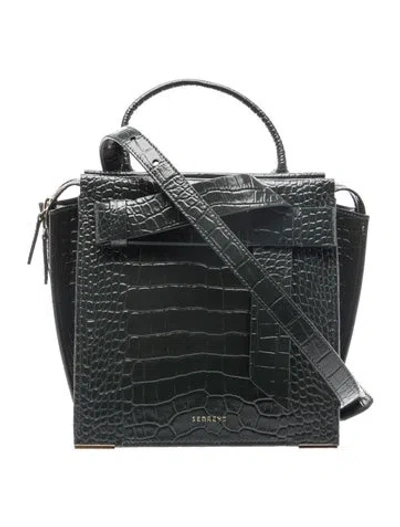 Pre-owned Senreve Embossed Leather Top Handle Bag In Green