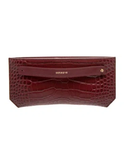 Pre-owned Senreve Leather Clutch W/ Tags In Burgundy