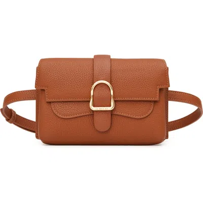 Senreve Mini Aria Élevée Belt Bag Full-grain Leather 5-way Convertible Handbag In Chestnut