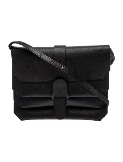Pre-owned Senreve Saffiano Leather Messenger Bag In Black