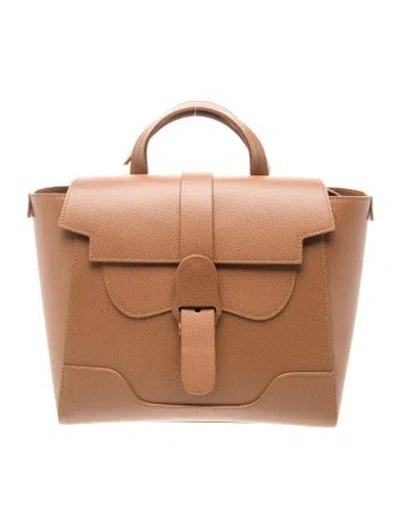 Pre-owned Senreve Saffiano Leather Top Handle Bag In Brown