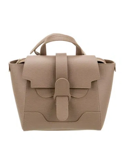 Pre-owned Senreve Saffiano Leather Top Handle Bag In Neutral