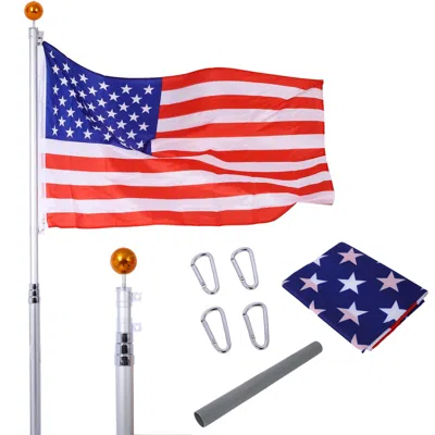Senrotini 16ft Telescopic Flag Pole Kit, Sectional Flag Pole Kit, Extra Thick Heavy Duty Aluminum Flagpole, Ou In Multi