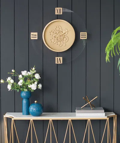 Senrotini 23.5" Round Moving Gear Roman Numeral Clock In Neutral